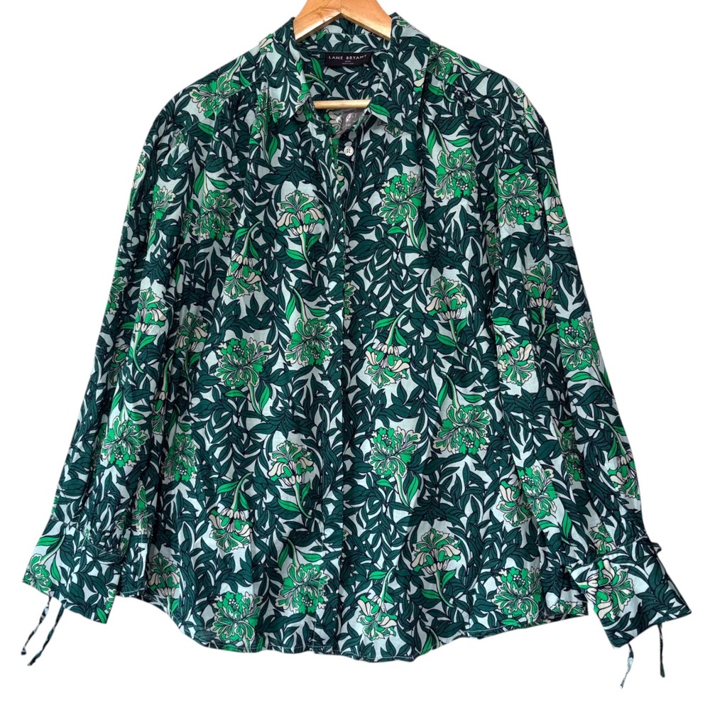 Lane Bryant Floral Button Down Women NWT Green Leaf Print Garden Plus Size 18/20